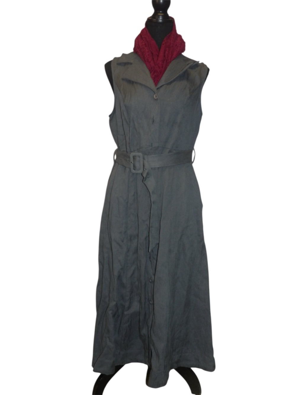 NET Sleeveless Gray Belted Midi Dress- size M - Picture 3 of 10